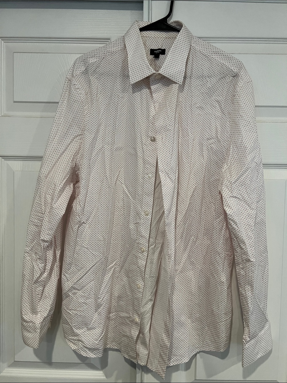 Express White Dress Shirt with Navy Microdots